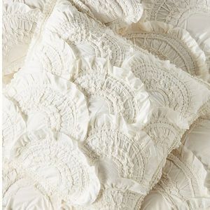 Anthropologie Rivulets EURO Sham $68 retail Creamy White